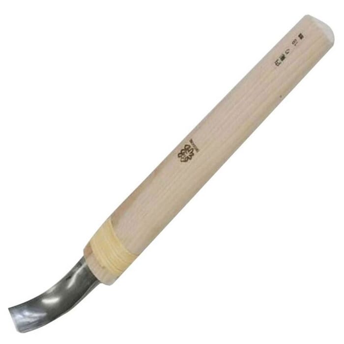 Michihamono Japanese Wood Carving 18mm Spoon Gouge Short Front Bent Woodcarving Tool, with High-Speed Steel Blade, for Woodworking
