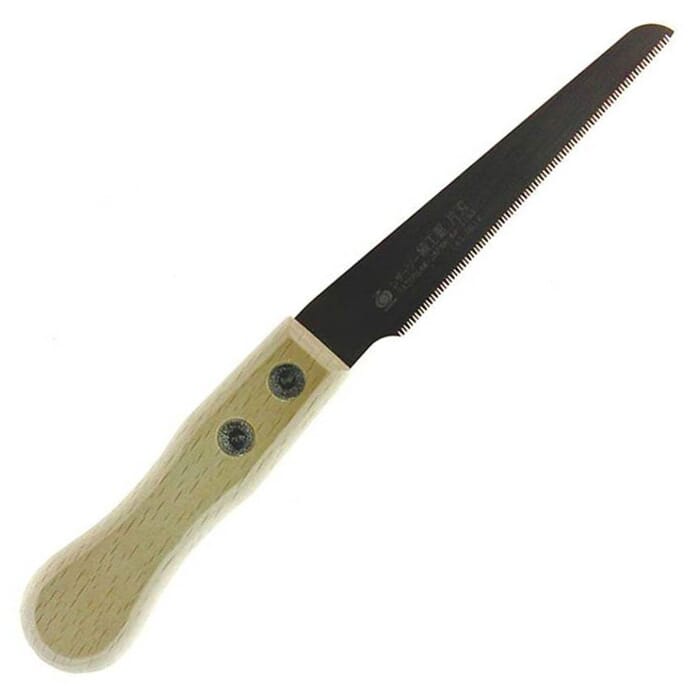 Michihamono 100mm Kataba Single-Edged Woodworking Flexible Japanese Flush Cutting Pull Saw, with Wooden Handle, for Cutting Plugs & Dowels
