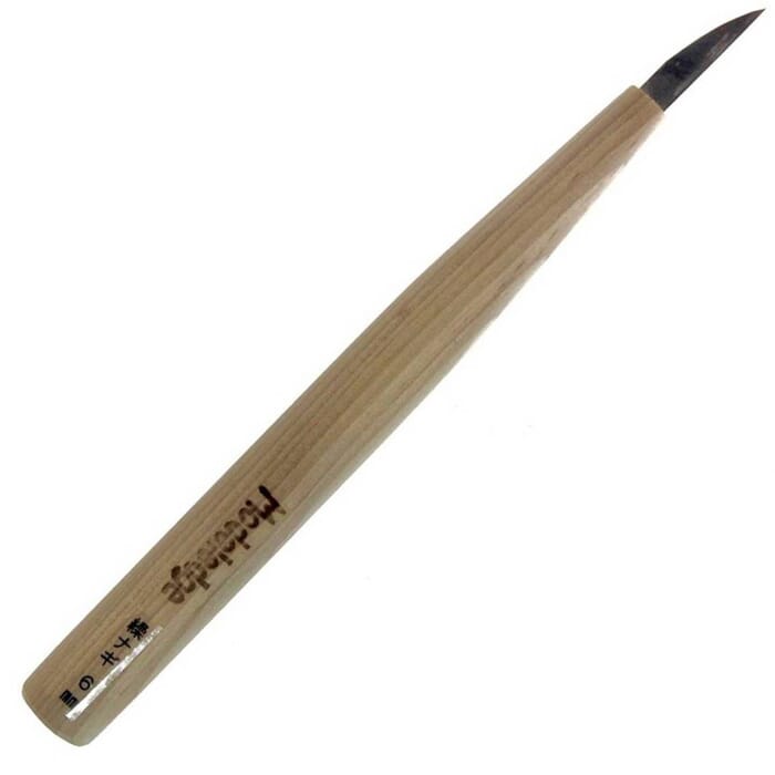 Michihamono Modeledge Curved Whittling Woodcarving Knife 6mm Kurinagi, with Cypress Wood Handle, for Wood & Plastic Carving