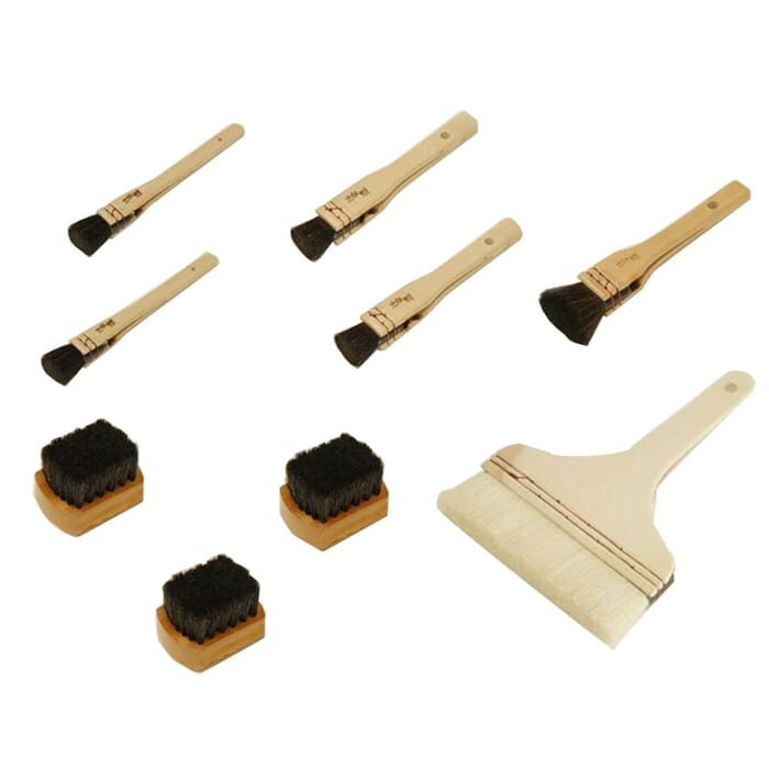 Michihamono Woodworking Tools 9-Piece Wood Carving Traditional Woodblock Printmaking Inking Brush Set, to Spread Paint & Moisten Paper