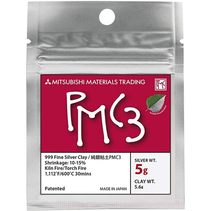 Mitsubishi Materials Japanese Precious Metal Modeling Clay Pack Wt 5.6g PMC3 999 Fine Silver Wt 5g, for Jewelry Making
