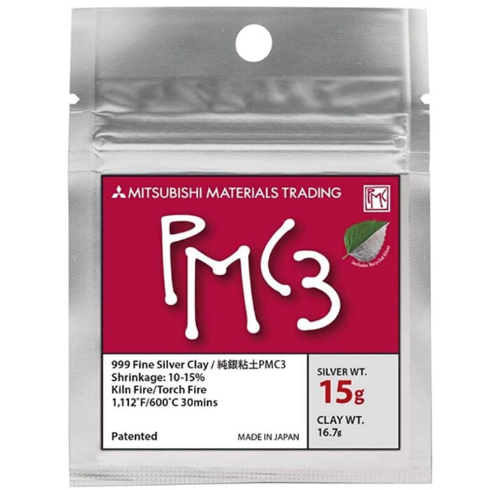 Mitsubishi Materials PMC3 Precious Metal Clay 999 Fine Silver Art Clay, with 15g Silver Weight, for Making Jewelry