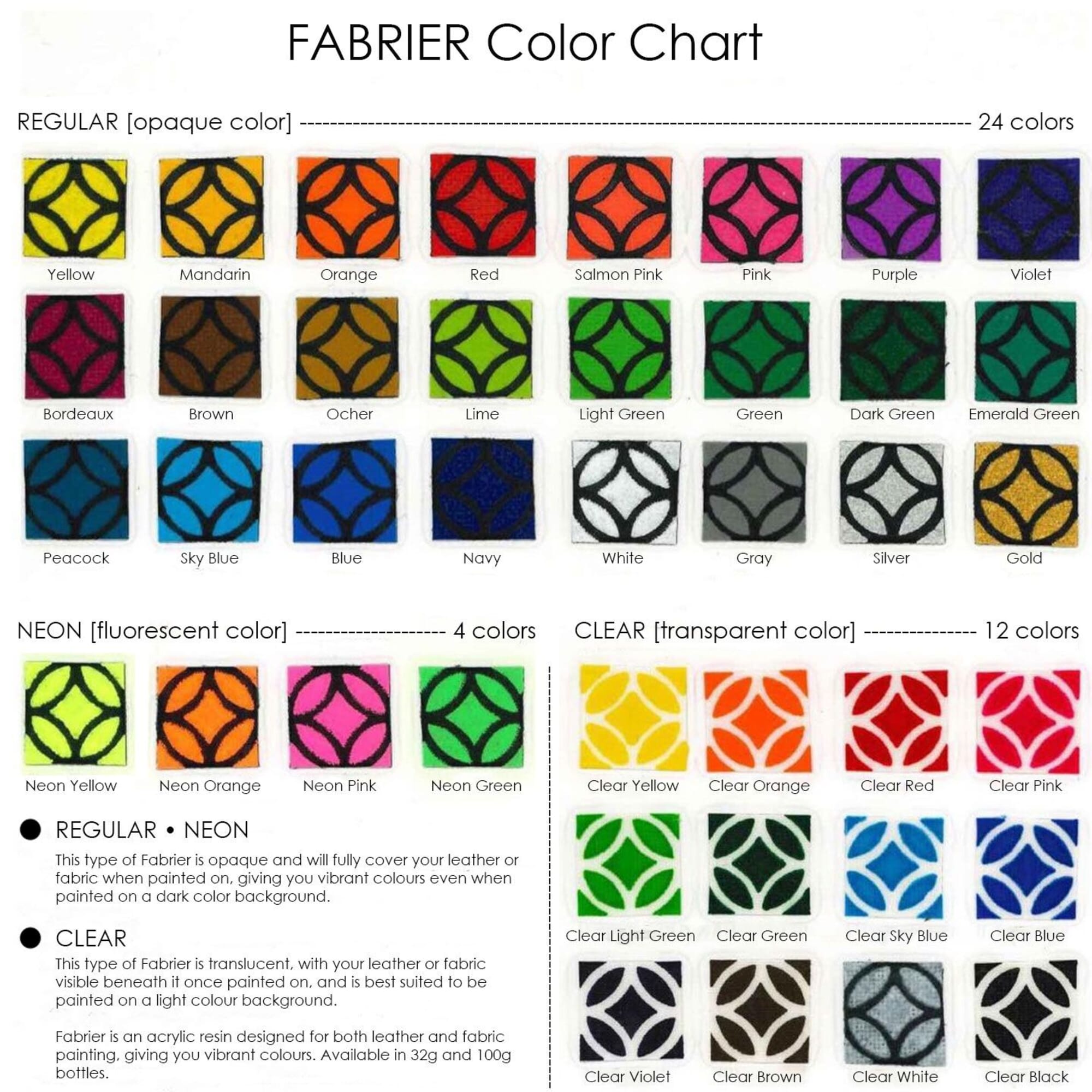 Bundle] Seiwa Fabrier Regular Brown 35ml & 100ml Water-Based Acrylic Resin  Pigment Dye Leathercraft Fabric Paint, for Leatherworking