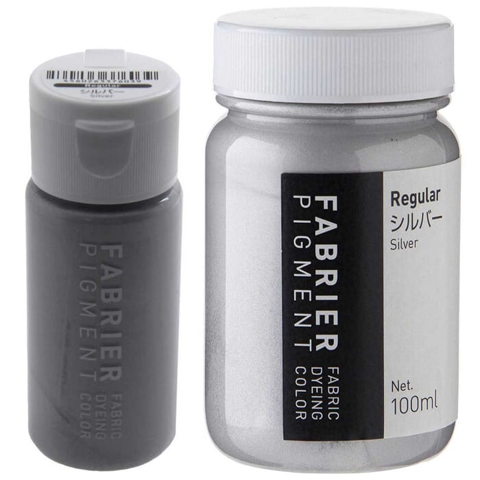 [Bundle] Seiwa Fabrier Regular Silver Opaque Dye Fabric Leathercraft Water-Based Acrylic Resin Pigment Paint 100ml & 35ml, for Leather Painting