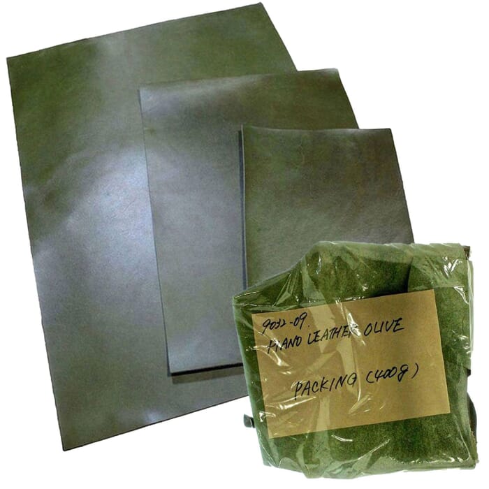 [Bundle] Craft Sha Leathercraft 1.2mm Olive Green Full Grain Vegetable Tanned Cowhide Piano Leather, A2-A4 & 400g Scrap, for Leatherworking