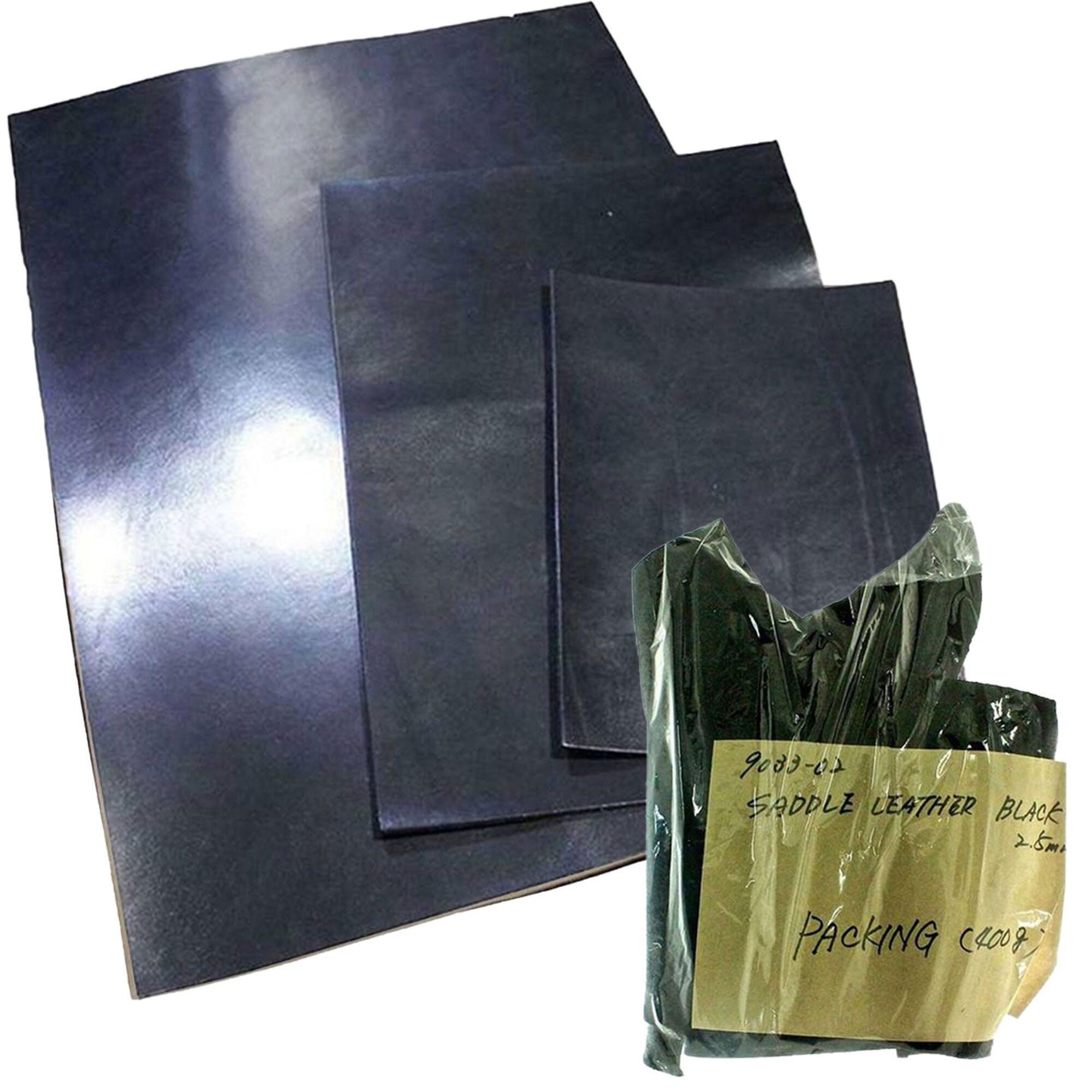 Bundle] Craft Sha Leathercraft 2.5mm Black Saddle Vegetable Tanned Cowhide Tooling  Leather, with A2-A4 Size & 400g Scrap, for Leatherworking