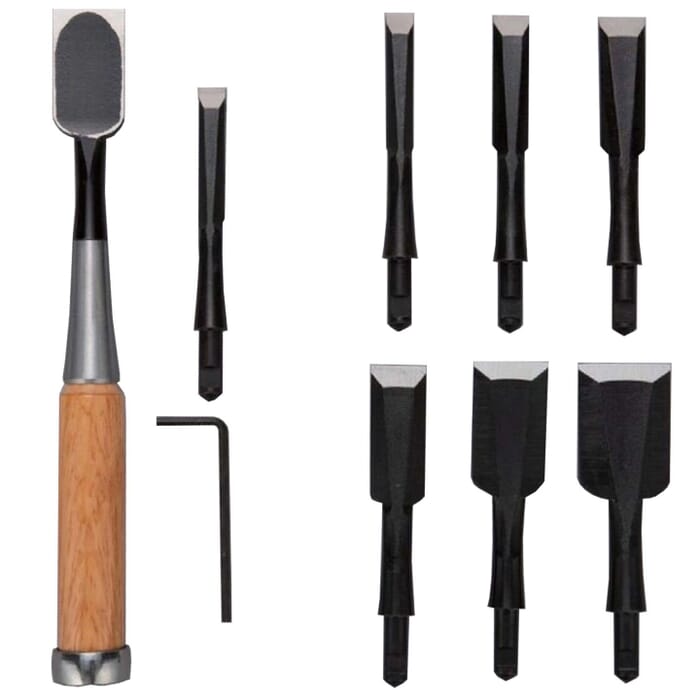 [Bundle] Yoitariki Woodworking Tools KH-0924 Woodcarving Flat Socket Chisel Set 9mm 12mm 15mm 18mm 24mm 30mm, with Spare Blades, Wood Carving Kit