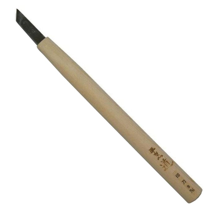 Michihamono Japanese Wood Carving Tool 9mm Straight Right Skew Angled Woodcarving Flat Corner Chisel, with Wooden Handle, for Woodworking
