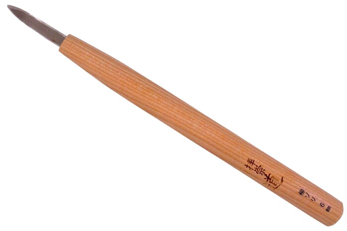 Michihamono 6mm Short Bent Tool Double Edge Japanese Wood Carving Chisel, with High Speed Steel Blade, for Woodworking