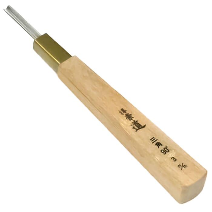 Michihamono Premium Wood Carving Small 3mm 90 Degree V Gouge Parting Tool, with High Speed Steel, to Carve Grooves & Channels in Woodworking