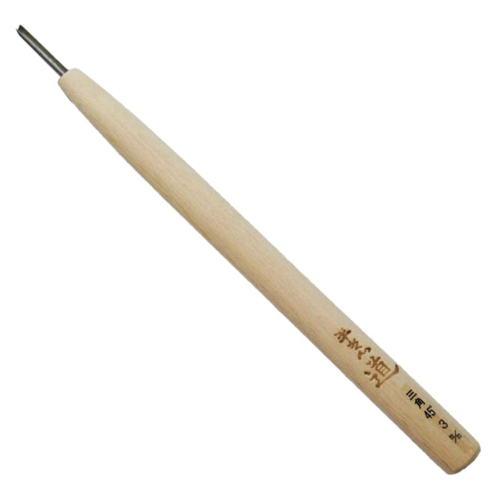 Michihamono 3mm Japanese Woodcarving Tool 45 Degree V-Gouge Parting Chisel, with High-Quality Cutlery Steel Blade, for Woodcarving