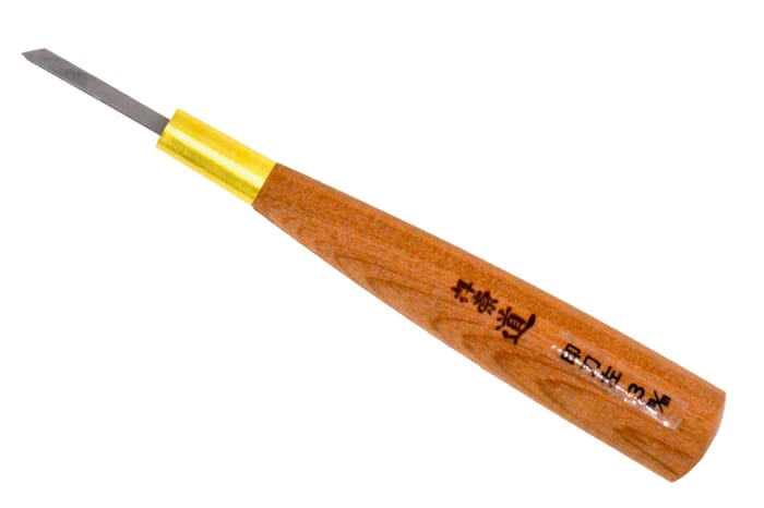 Michihamono Skew Chisel 3mm Wood Carving Tool, Woodworking Knife to Carve Woodblocks and Corners of Wooden Figurines or Reliefs