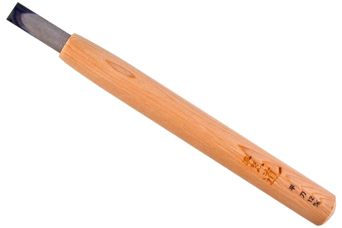 Michihamono Japanese Woodcarving Tool 12mm Straight Edge Flat Chisel, with Cypress Wood Handle, to Smooth Out Woodworking