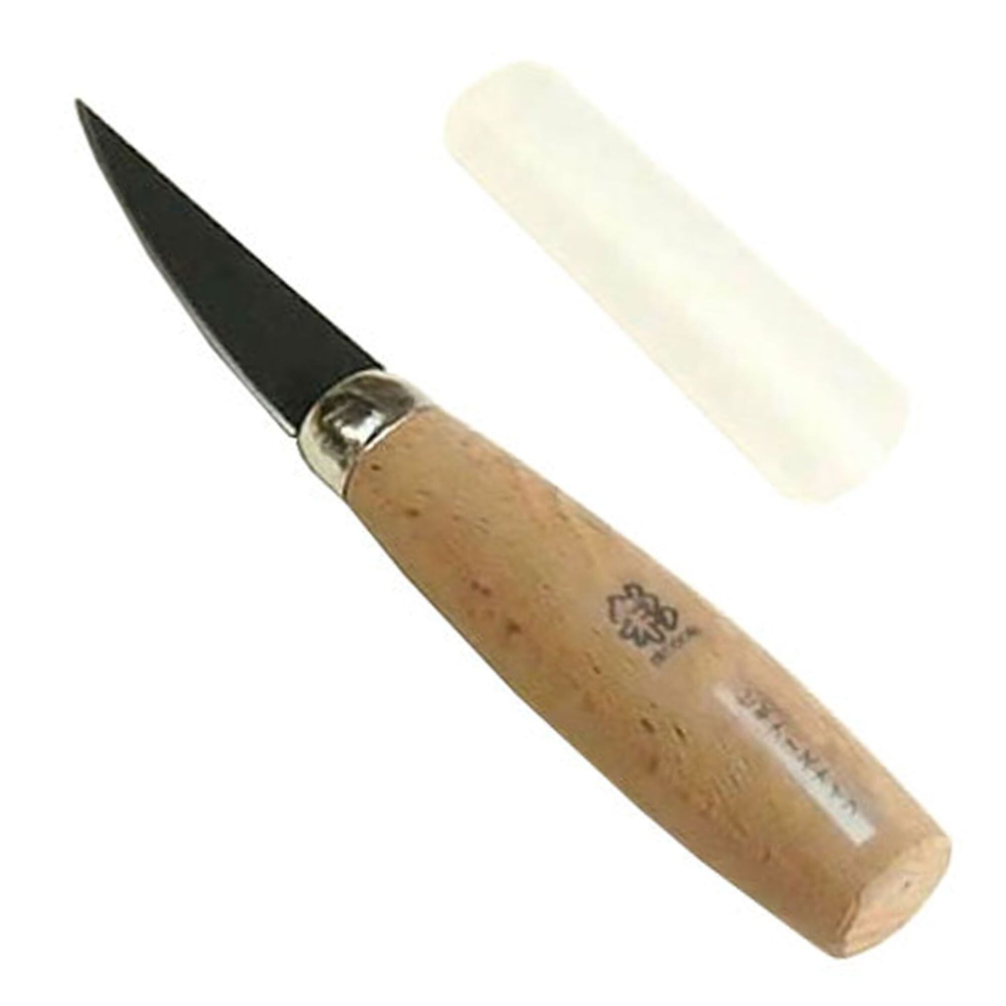 Michihamono Wood Carving Tool Double Edged Wood Whittling Knife 60mm, with Blade Cap & Zelkova Wood Handle, for Woodworking
