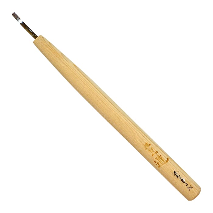 Michihamono Japanese Wood Carving Tool 3mm Short Bent Shallow U Gouge, with Wooden Handle, for Woodworking