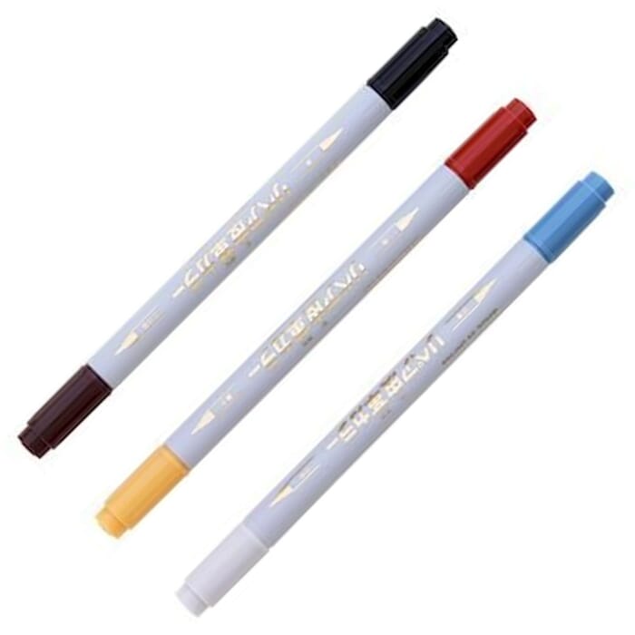Higashiyama Leathercraft Dye 3 Piece Dual Ended Leather Repair Pen, with 6 Colors, for Repairing Leather Goods