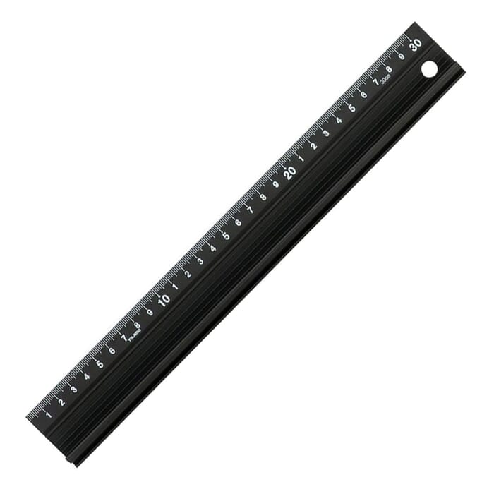Tajima CTG-SL300 30cm Non-Slip Cutting Aluminium Aluminum Metal Ruler Black, with Non Slip Rubber and Hand Guard, for Cutting & Measuring