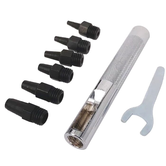 Kyoshin Elle 2mm 2.3mm 3.1mm 3.5mm 4mm 4.8mm Leather Round Hole Punch Set Small, with Wrench & 6-Piece Interchangeable Blades, for Leathercraft