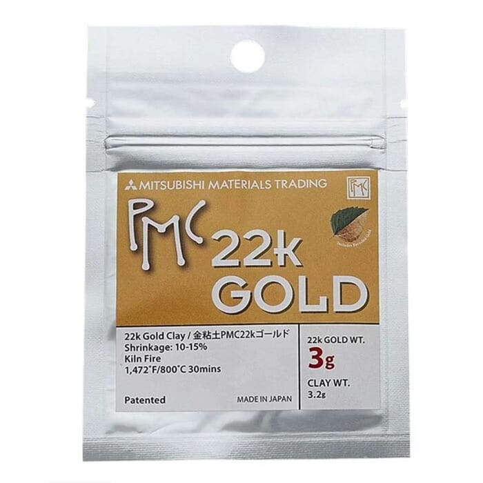 Mitsubishi Materials Precious Metal Clay PMC 22k Gold Clay, with 3.2g Clay & 3g Gold, to Create Jewelry Pieces and Accessories