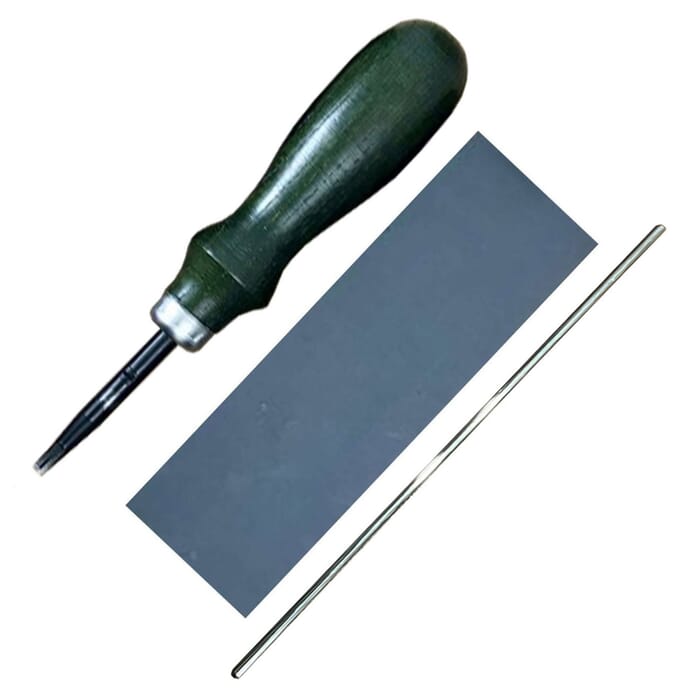 Oka Pro Edger No.1 Leathercraft Tool 0.8mm Leather Edge Beveler, with Sharpening Rod & Sandpaper, to Trim & Smooth Leather Edges