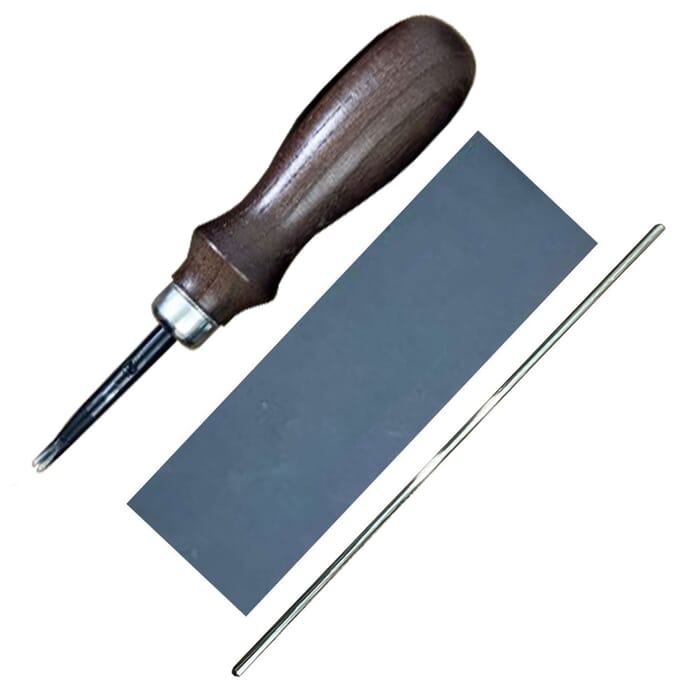 Oka Pro Edger No.2 Leathercraft Tool 1mm Leather Edge Beveler, with Sharpening Rod & Sandpaper, to Trim & Smooth Leather Edges