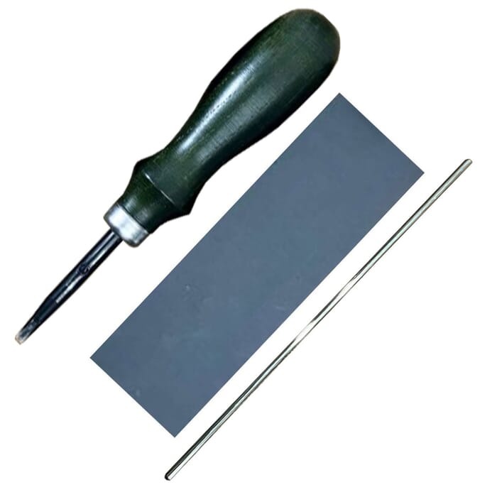 Oka Pro Edger No.3 Leathercraft Tool 1.2mm Leather Edge Beveler, with Sharpening Rod & Sandpaper, to Trim & Smooth Leather Edges