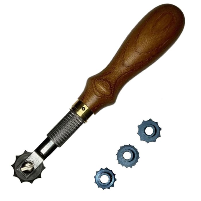 Oka Special Overstitch Wheel Tan Leathercraft Hand Sewing Tool Stitching Spacer, with 4pc Cogs, to Make Stitch Guides in Leather