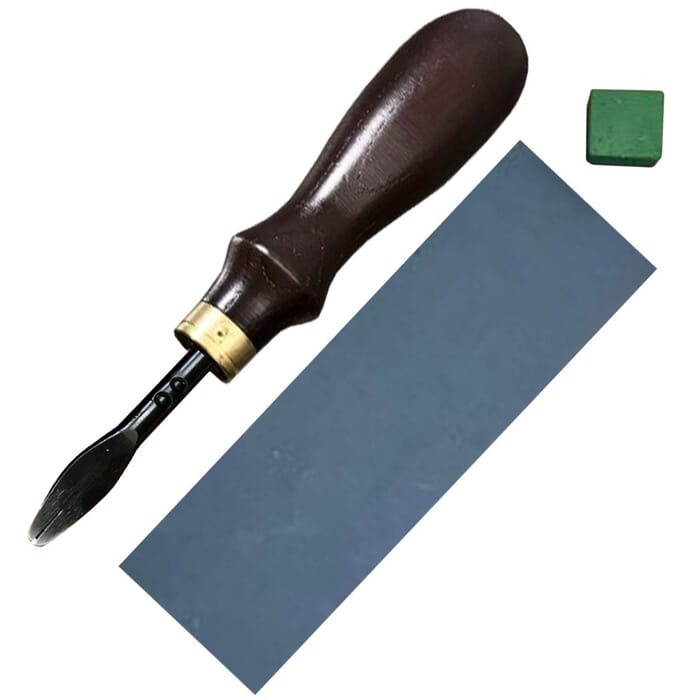 Oka Special Edger No. 00 Japanese Leathercraft Edge Bevelling Skiving Tool 0.4mm Leather Beveler, Extra Small, with Jewellers Rouge & Sandpaper Sharpener