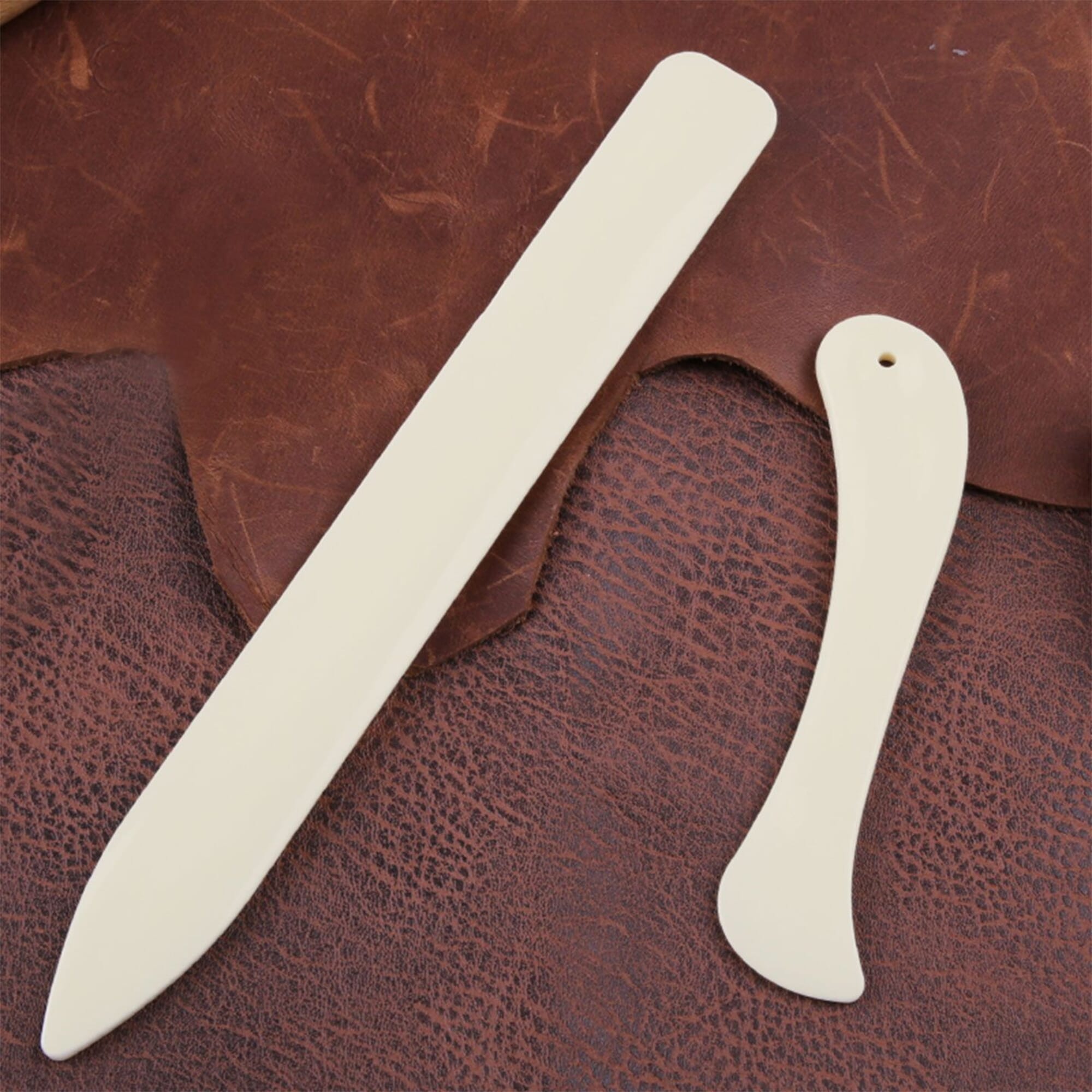 Leathercraft Tool 2 pc Plastic Bone Folder Leather Edge Slicker and Creaser  Set, for Leatherworking and Papercrafts