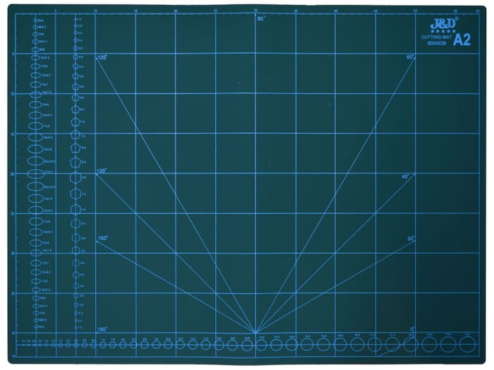 J&D Leathercraft Tool 600x450mm A2 PVC Sheet Board Double Sided Safety Cutting Mat, with Grids and Measurements, for Leatherworking and Paper