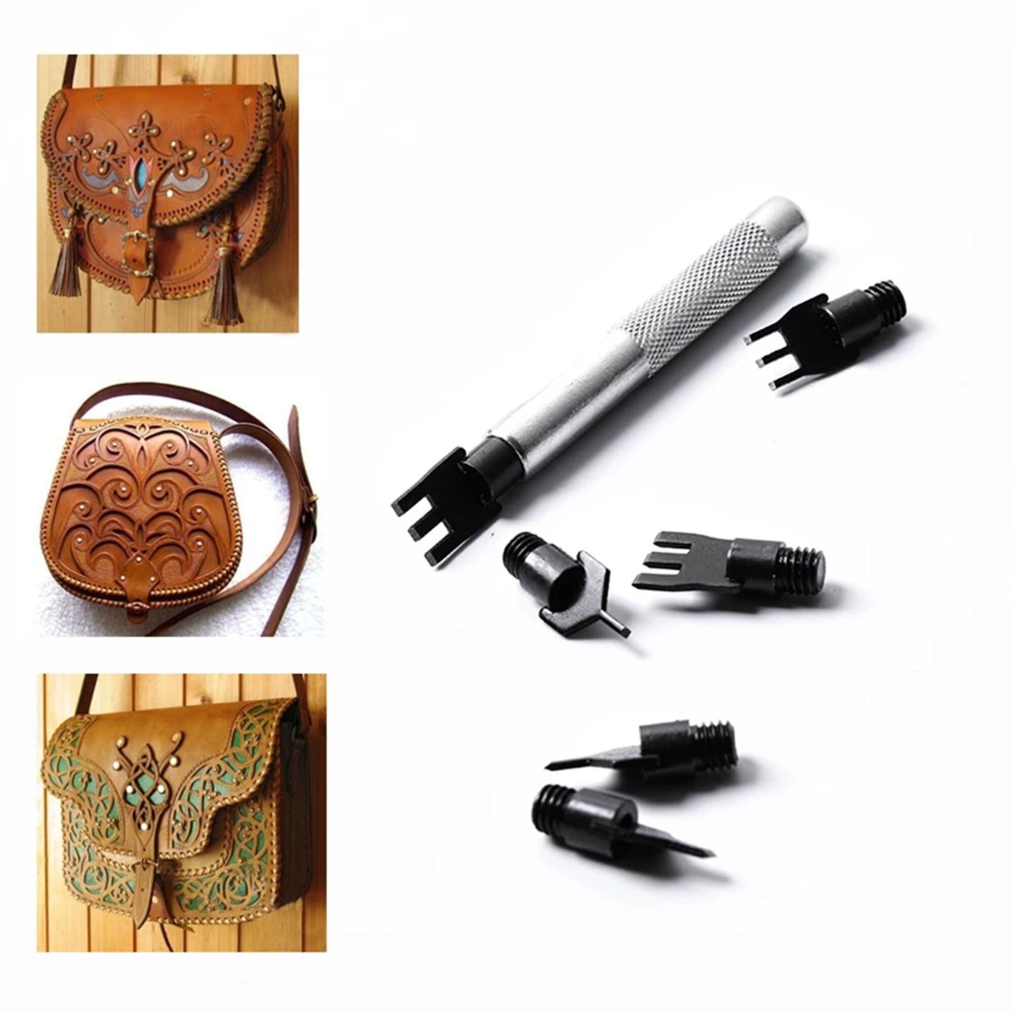 Leather Stitching Prong Punch Round Holes Leather Edge Chisel Rounded Holes  Leather Craft Tool Edge Chisel Craft Tool 4/5/6/8mm - Canvas Bag Leather  Bag