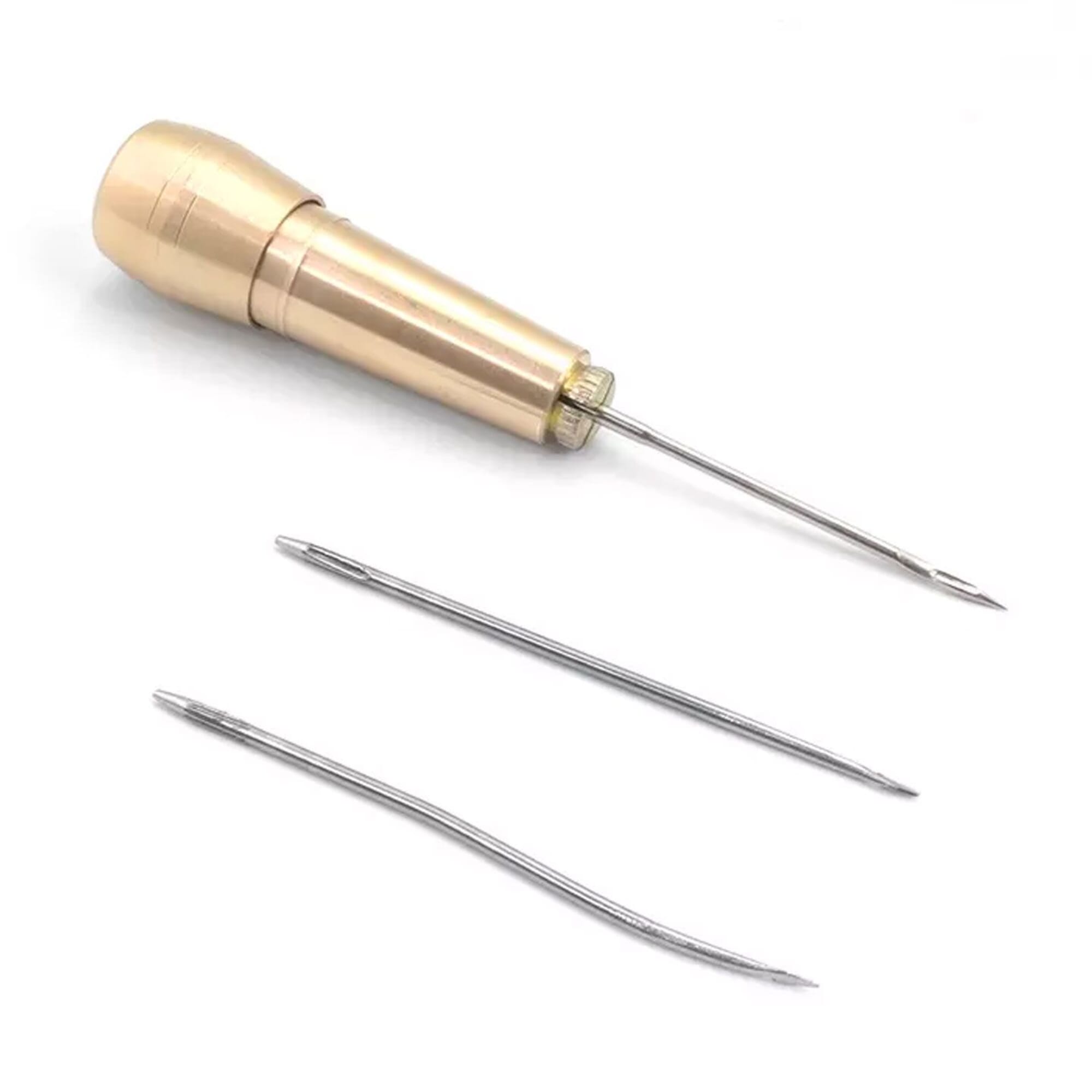 5 Pieces Sewing Awl Kit, Leather Sewing Awl Stitching Leather Craft Awl  with Needles (Straight and Bent), Coil and 200 Meters Waxed Threads for DIY