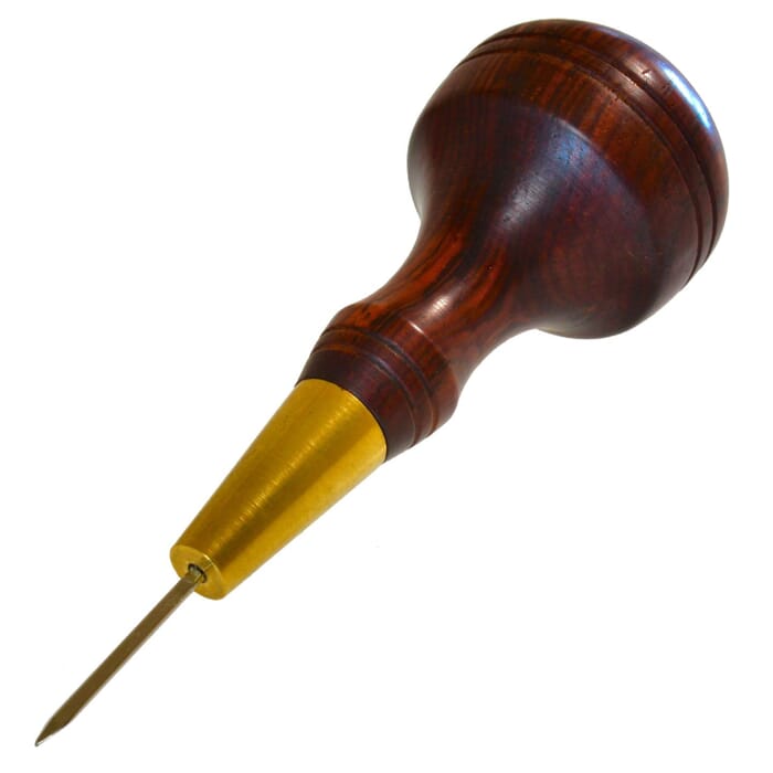 Leathercraft Tool 3mm Red Brown Diamond Point Leather Stitching Awl, with Wooden Handle, to Pierce Sewing Holes in Leatherwork