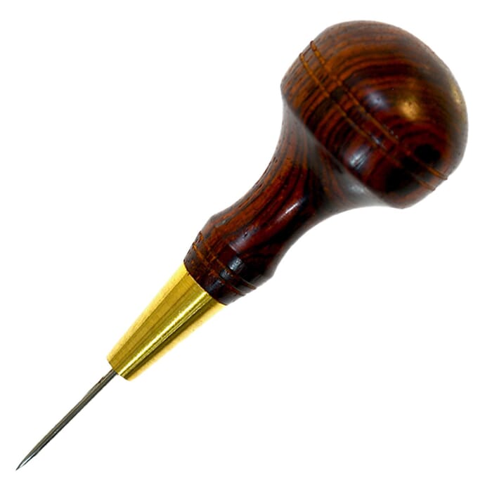 Round Awl A 1.5mm Leathercraft Sewing Tool Stitching Scratch Awl, with Sandalwood Handle, to Pierce Holes and Mark Leather