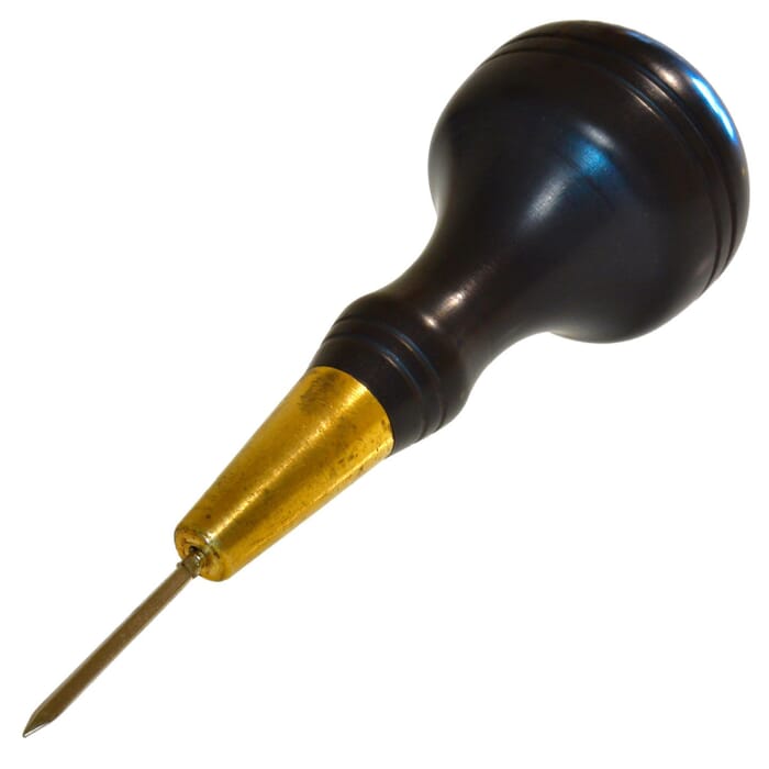 J&D Leathercraft Tool 3mm Black Brown Diamond Point Leather Stitching Awl, with Wooden Handle, to Pierce Sewing Holes in Leatherwork
