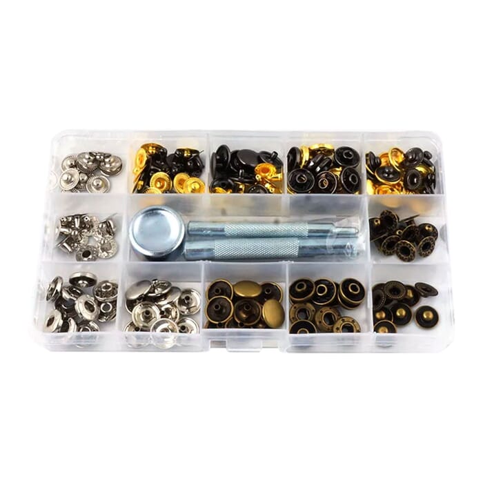 J&D Leathercraft Tool 40 Set Segma Button Snaps Leather Fastener Installation Kit, with Hole Punch and Setters, for Leatherworking