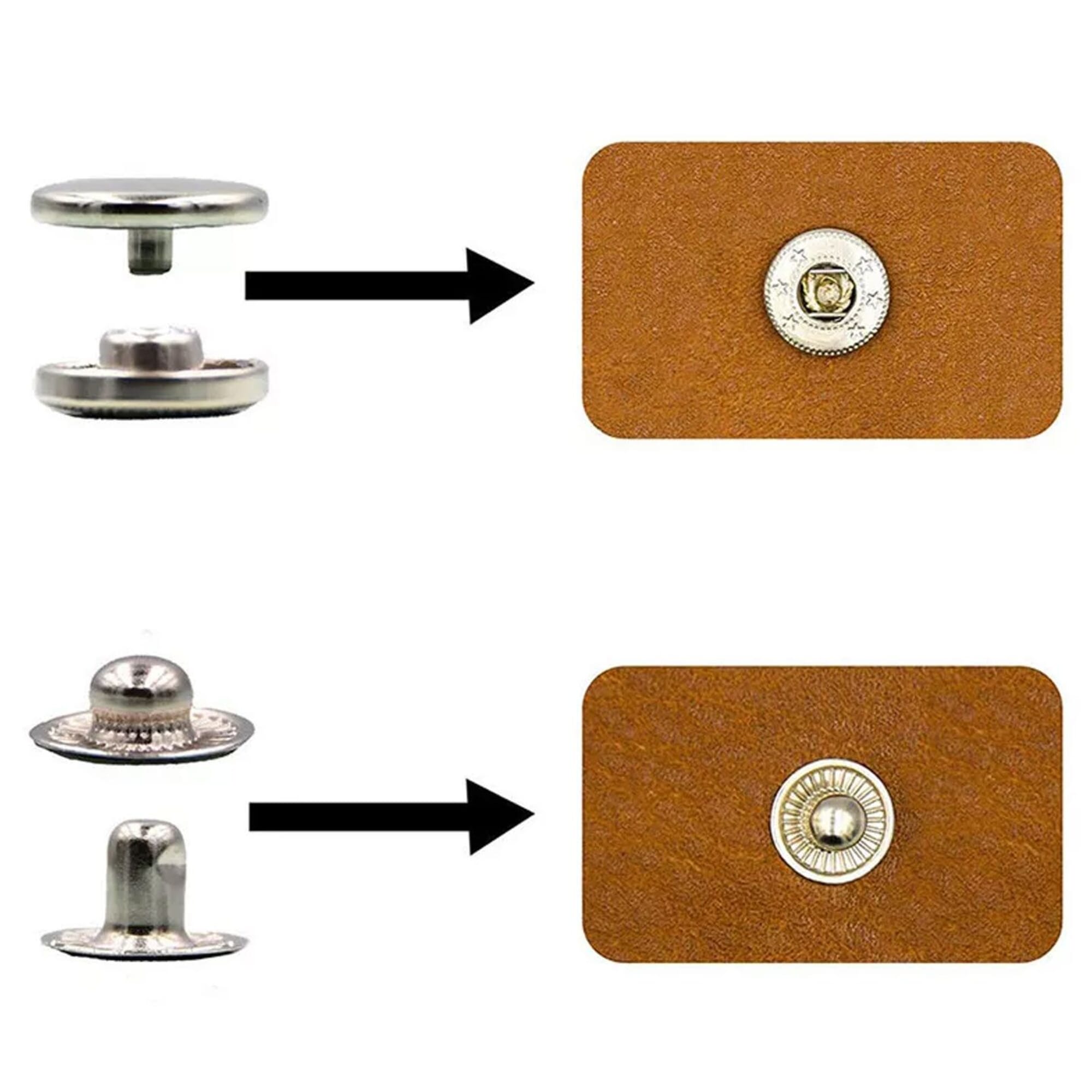 Press buttons: also called press fasteners