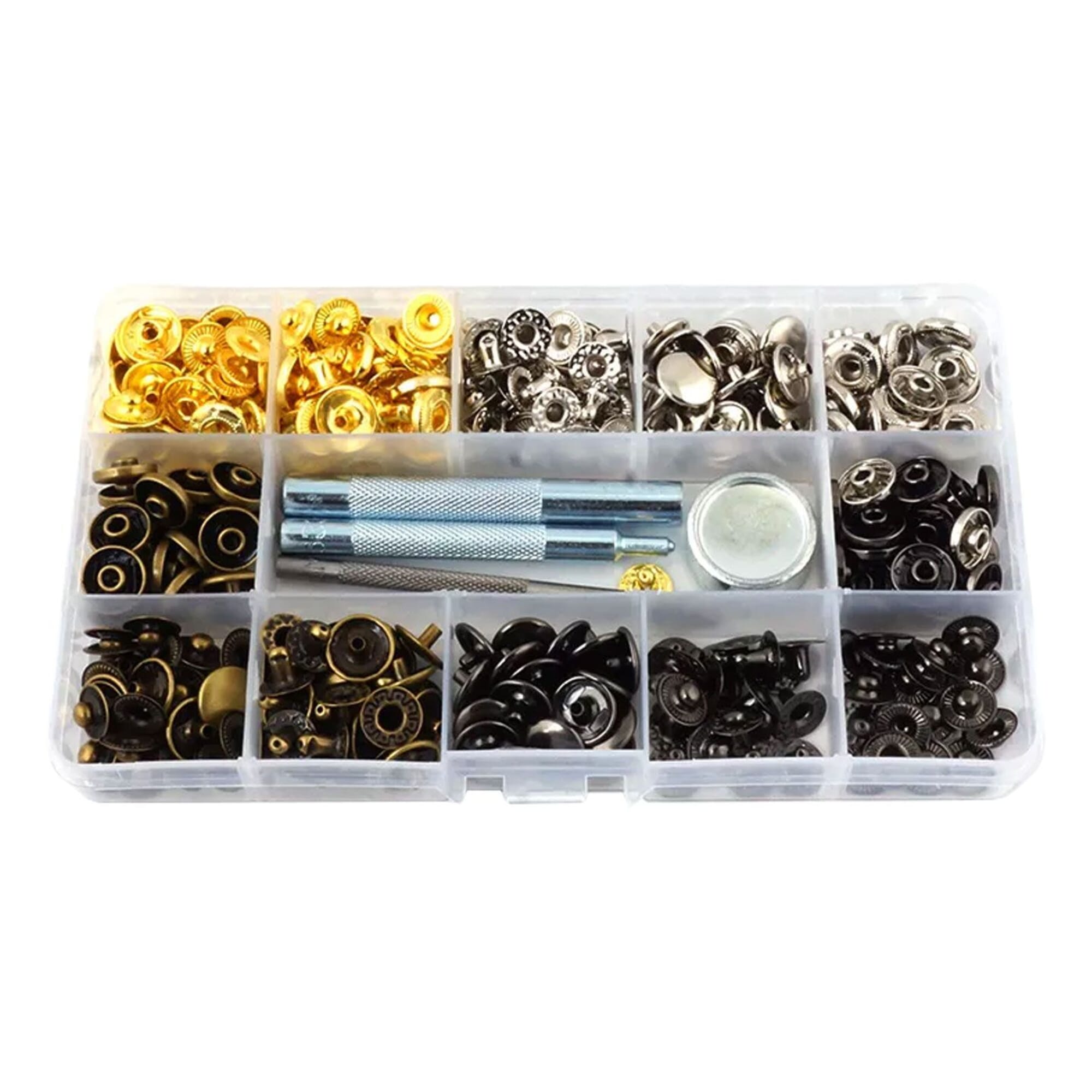 Snap Ring Set50set Snap Fasteners Kit For Leathercraft & Clothing - Iron  Snap Rings With Tools