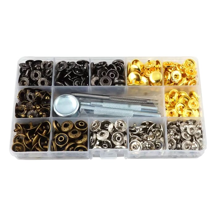 Leathercraft Tool 120 Set Segma Button Snaps Leather Fastener Installation Kit, with Hole Punch and Setters, for Leatherworking