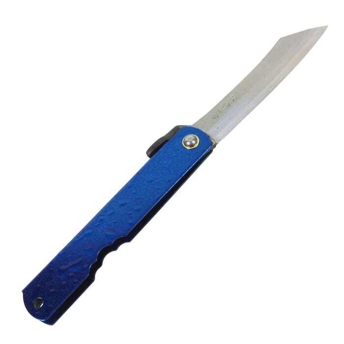 Higonokami Blue 75mm Japanese Friction Folding All Purpose Pocket Knife Tool, with Water Droplets Design, for Cutting & Whittling Wood