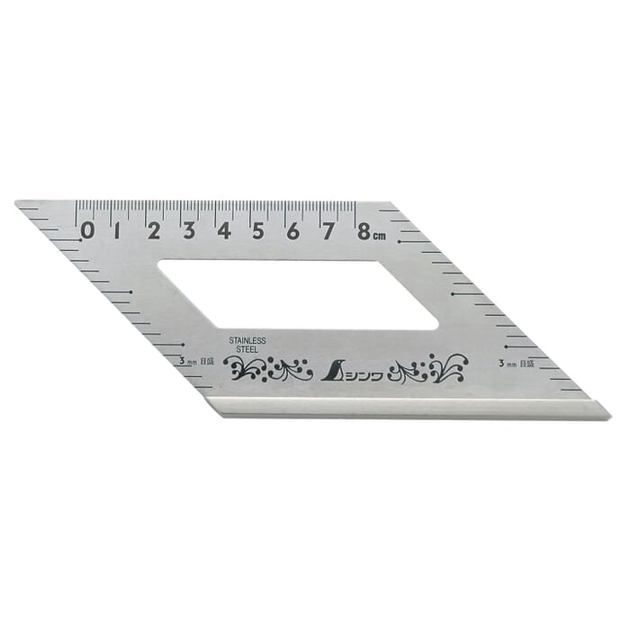 Shinwa 170mm 45 Degree Mitre Ruler Stainless Steel Measuring Tool, with Graduations, for Woodworking & Carpentry