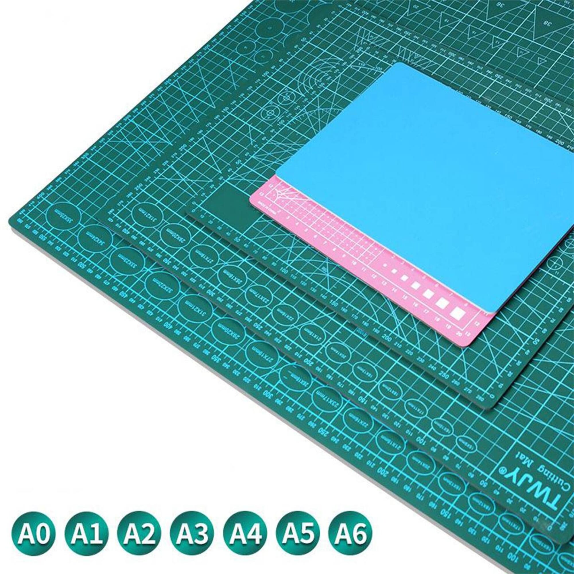 Nine Sea A1 A2 A3 A4 Double Printed Green Cutting Mat Paper Cutting Project  Work Pad Board with Scale For Paper Crafts Model