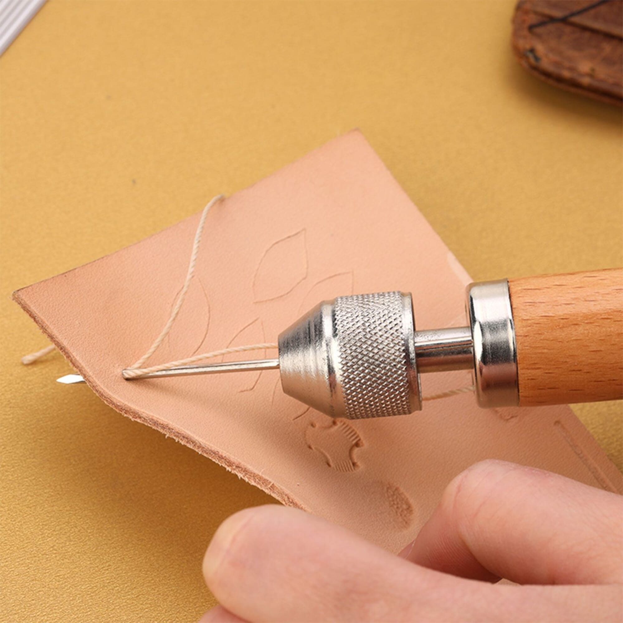 Ivan Leathercraft Stitching Tool Hand Stitcher Lockstitch Leather Sewing Awl,  With 2 Piece Needles, to Sew Canvas & Heavy Duty Fabrics 