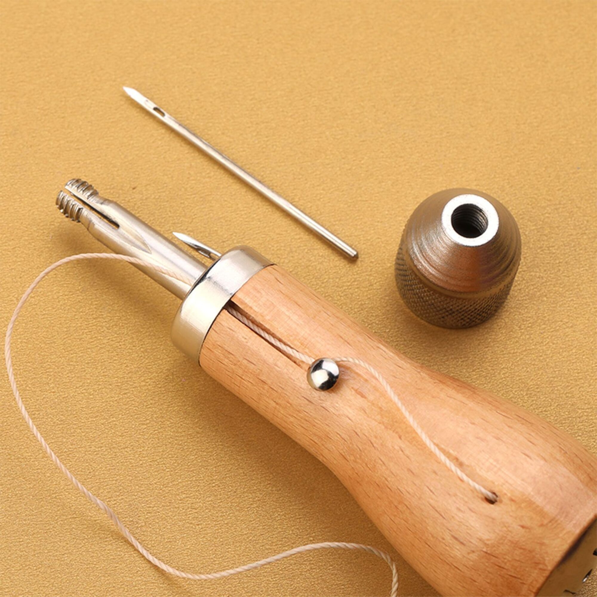 Leather Sewing Kit With 2 Needles Manual Stitcher With Wooden