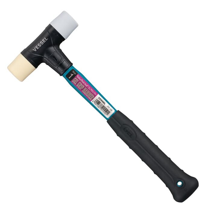 Vessel 77-10 Size 1 Double Ended Rubber & Plastic Head 315mm Gel Grip Hammer Tool, with Non Slip Handle, for Woodworking