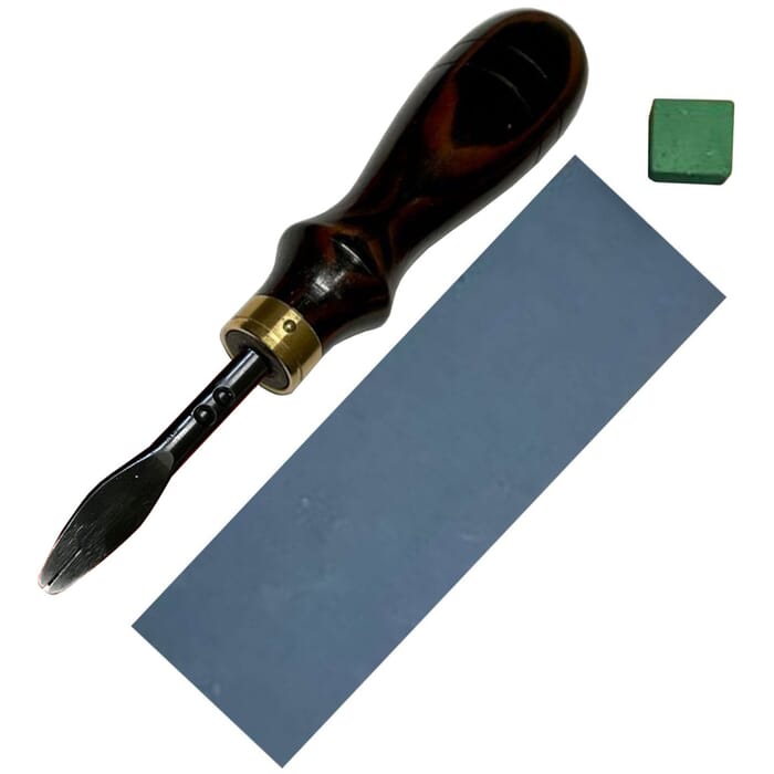 Oka Special Edger Ebony No. 00 Leathercraft Sewing Tool 0.4mm Leather Edge Beveler, with Jewellers Rouge & Sandpaper, for Leatherworking