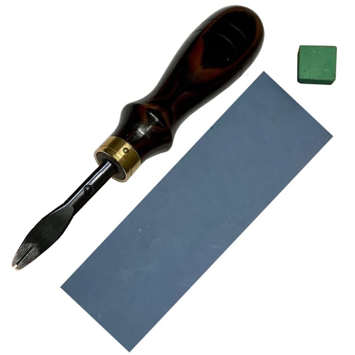 Oka Special Edger Ebony No. 0 Leathercraft Sewing Tool 0.6mm Leather Edge Beveler, with Jewellers Rouge & Sandpaper, for Leatherworking
