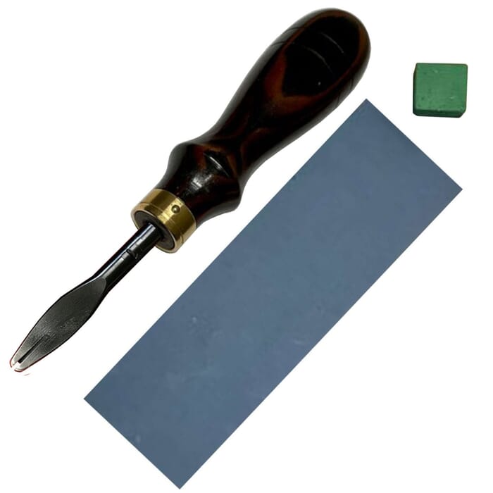 Oka Special Edger Ebony No. 1 Leathercraft Sewing Tool 0.8mm Leather Edge Beveler, with Jewellers Rouge & Sandpaper, for Leatherworking