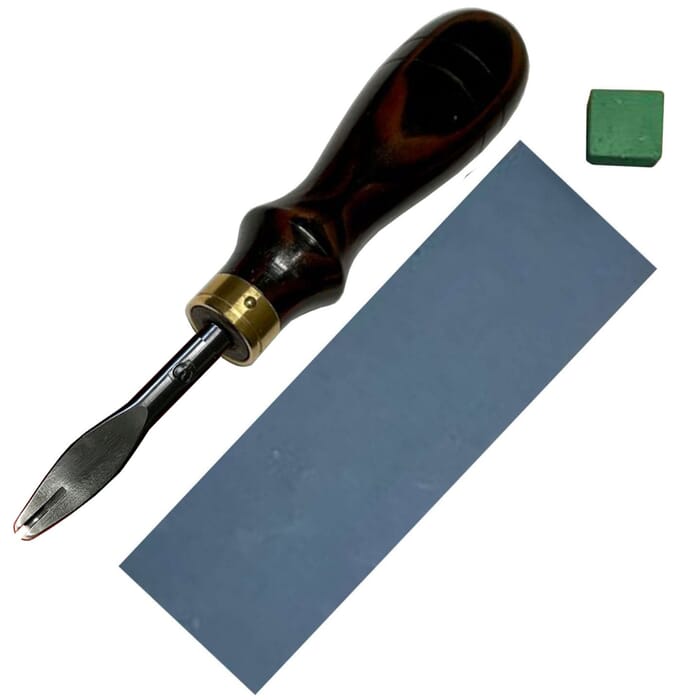 Oka Special Edger Ebony No. 3 Leathercraft Sewing Tool 1.2mm Leather Edge Beveler, with Jewellers Rouge & Sandpaper, for Leatherworking