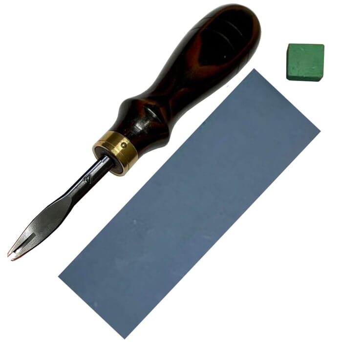 Oka Special Edger Ebony No. 4 Leathercraft Sewing Tool 1.4mm Leather Edge Beveler, with Jewellers Rouge & Sandpaper, for Leatherworking